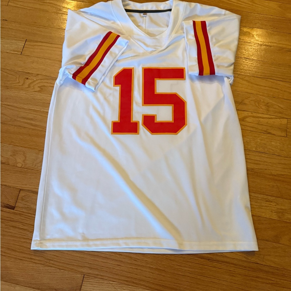 White Football Jersey with Red Number 15